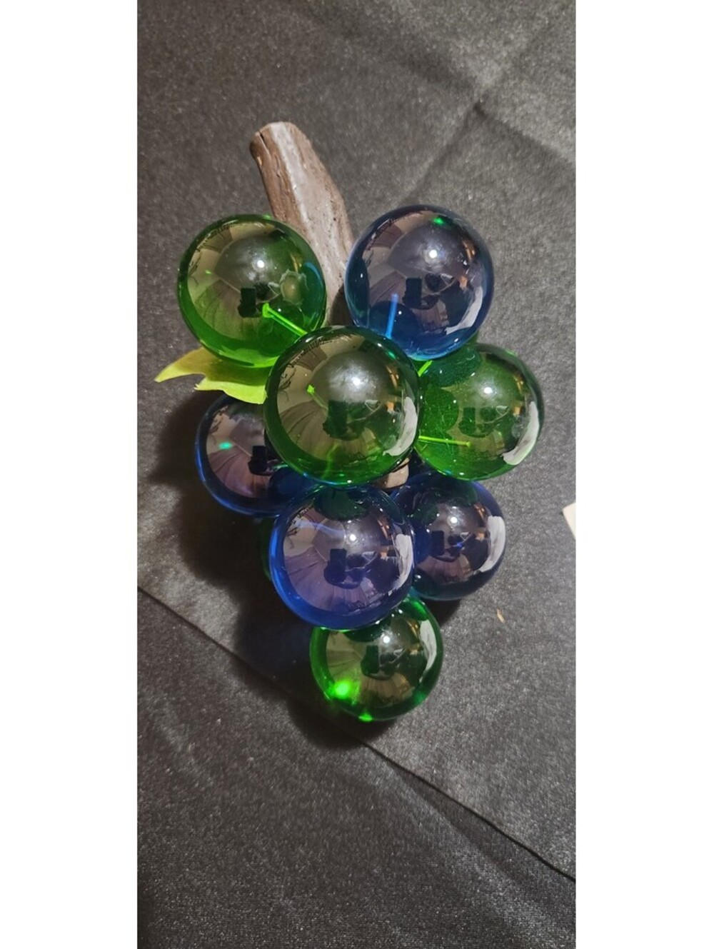 Vintage MCM Lucite Grape Cluster Blue & Green Acrylic Resin 1960s Retro Decor